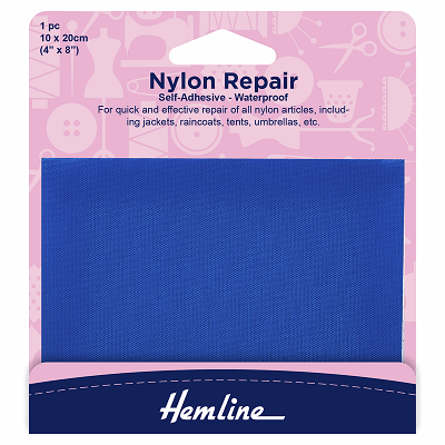 H689.ROYAL Self Adhesive Nylon Repair Patch: Royal - 10 x 20cm